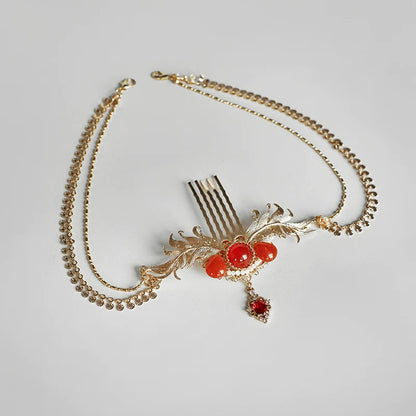 Hanfu Hair Accessories Set: Red Dust