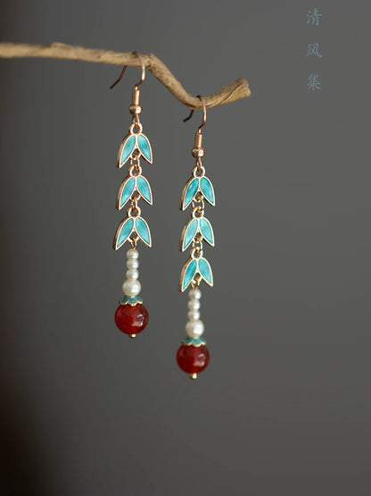 Bamboo Leaf Chinese Style Earrings