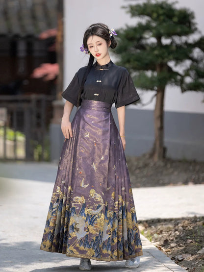 Ming Dynasty Modern Hanfu, Mamianqun, Crane Returns 鹤春归
