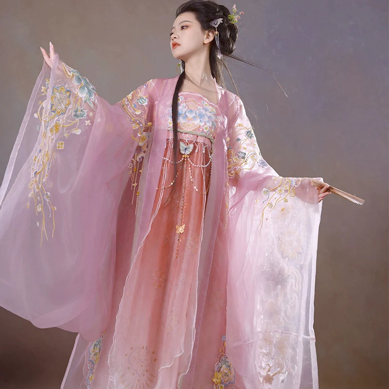 Pink Sunlight - Tang Dynasty Style Hanfu Dress Heziqun