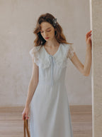 Sky Blue Lace Collar Dress