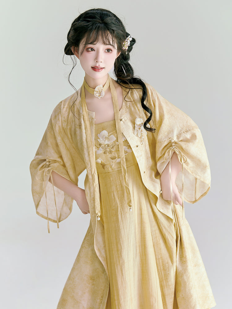 Spring Reflection 春映 - Modern Hanfu Slip Dress Cardigan Set