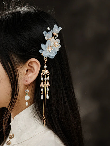 Hair Clips: Blue Snow Lotus