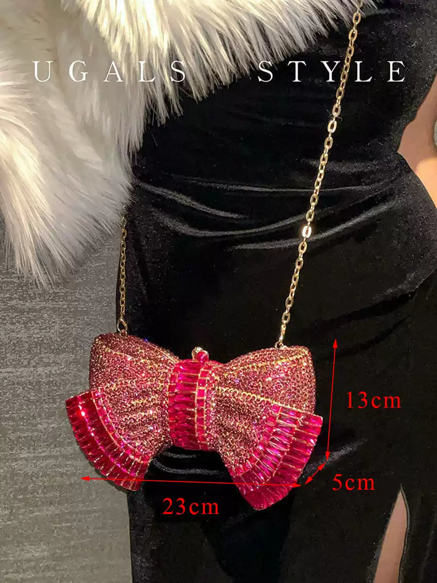 Rhinestone 3D Bow Sparkling Evening Clutch Bag