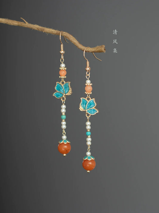 Burnt Orange Chinese Style Earrings