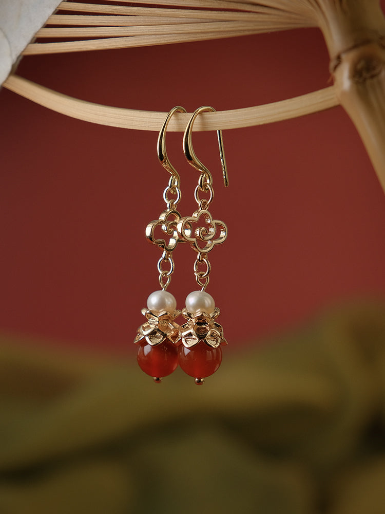 Red Clouds Chinese Style Earrings