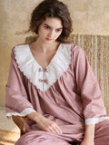 Blush Lace Collar Pajama Set