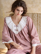 Blush Lace Collar Pajama Set