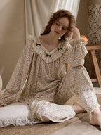 Vintage Floral Ruffle Pajama Set