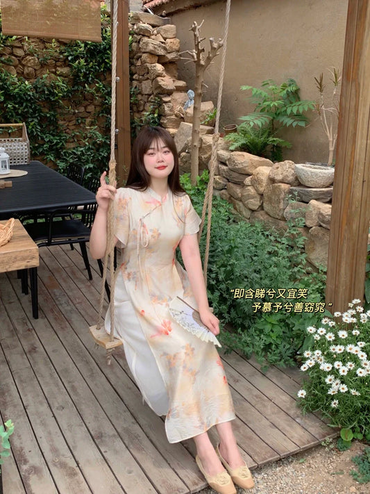 Warm Sun 鱼戏暖阳 - New Chinese Style Cheongsam Dress