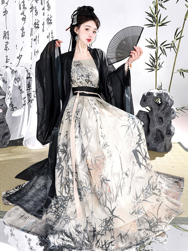 Ink Bamboo 墨竹 - Song Dynasty Style Qiyao Ruqun Hanfu
