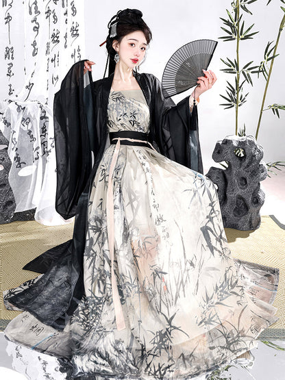 Ink Bamboo 墨竹 - Song Dynasty Style Qiyao Ruqun Hanfu