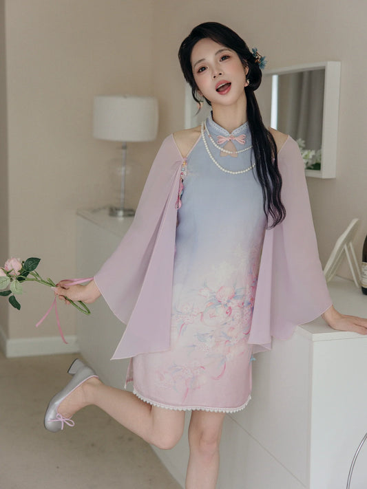 Summer Mountain Peach 初夏山桃 - New Chinese Style Cheongsam Dress (Preorder)