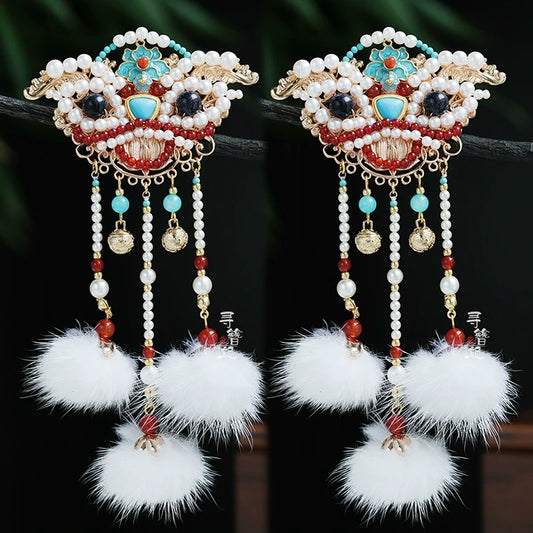 Hair Clips: Chinese Lions
