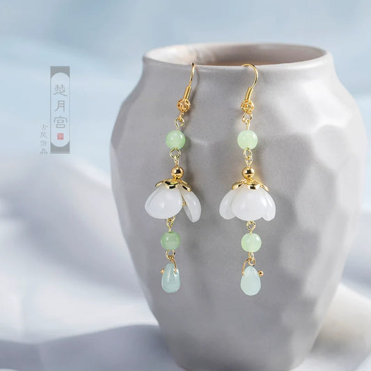 Glass Flower Chinese Style Earrings