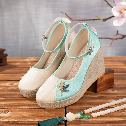 Delilah - Wedge Heels Embroidered Cheongsam Shoes