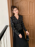 Black Vintage Floral Blouse