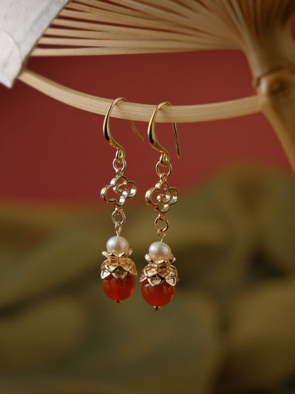 Red Clouds Chinese Style Earrings