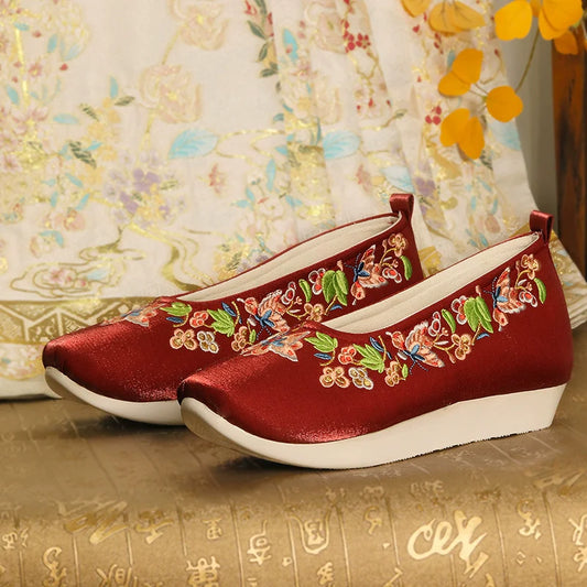 Deep Rose - Traditional Satin Shoes for Hanfu