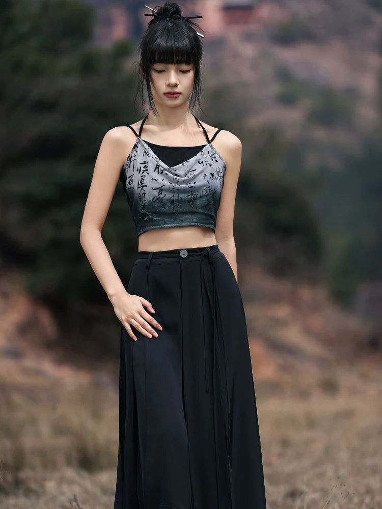 New Chinese Style Halter Camisole - Calligraphy