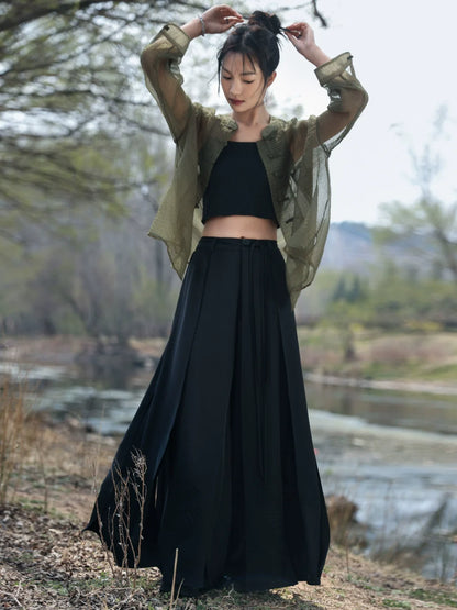 New Chinese Style Button See Through Shirt