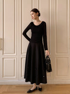 Black Vintage Floral Accent Skirt