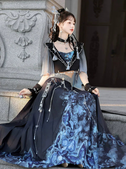 Qi Lolita Dunhuang Flying Fairy Style Costume, Night Assassin