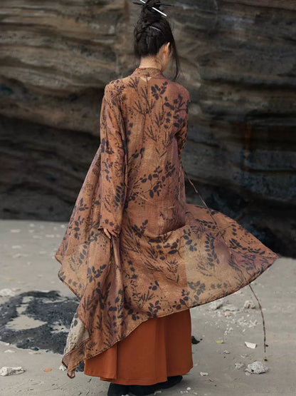 New Chinese Style Breathable Cardigan - Retro Coffee