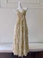 Golden Meadow Ruffle Floral Dress