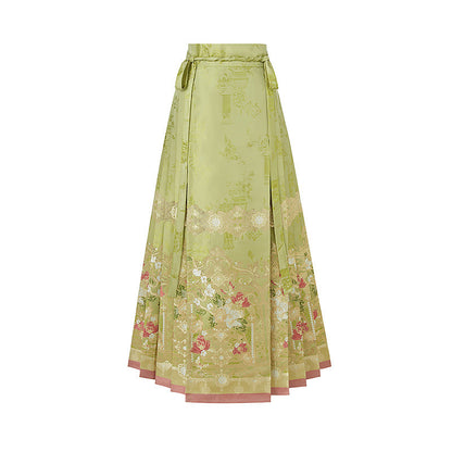 Bogu Linghua 博古菱花 - Cross Collar Top & Mamianqun Ming Dynasty Hanfu Set