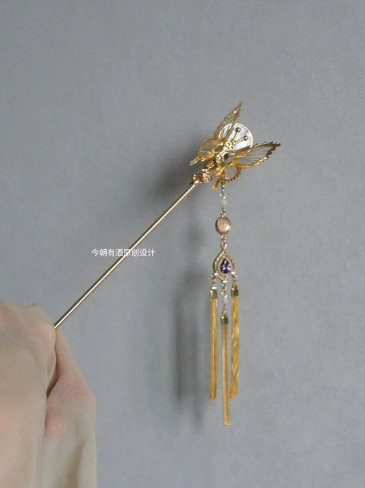 Hair Stick: Butterfly Loves Flowers