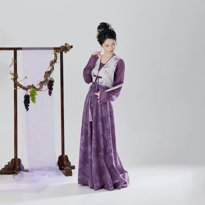 Taro Grape 紫芋葡萄 - Modern Tang Dynasty Hanfu Outfit (Preorder)