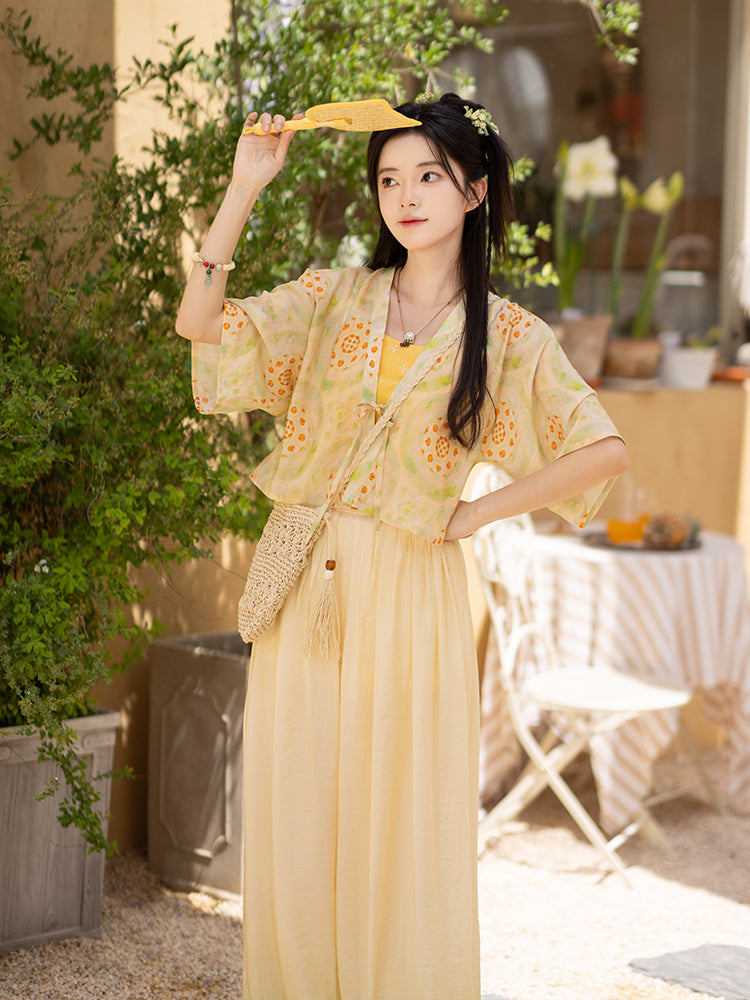 Pastoral Symphony 田园交响 - Tang Dynasty New Chinese Style Cotton Bloomers Outfit (Preorder)