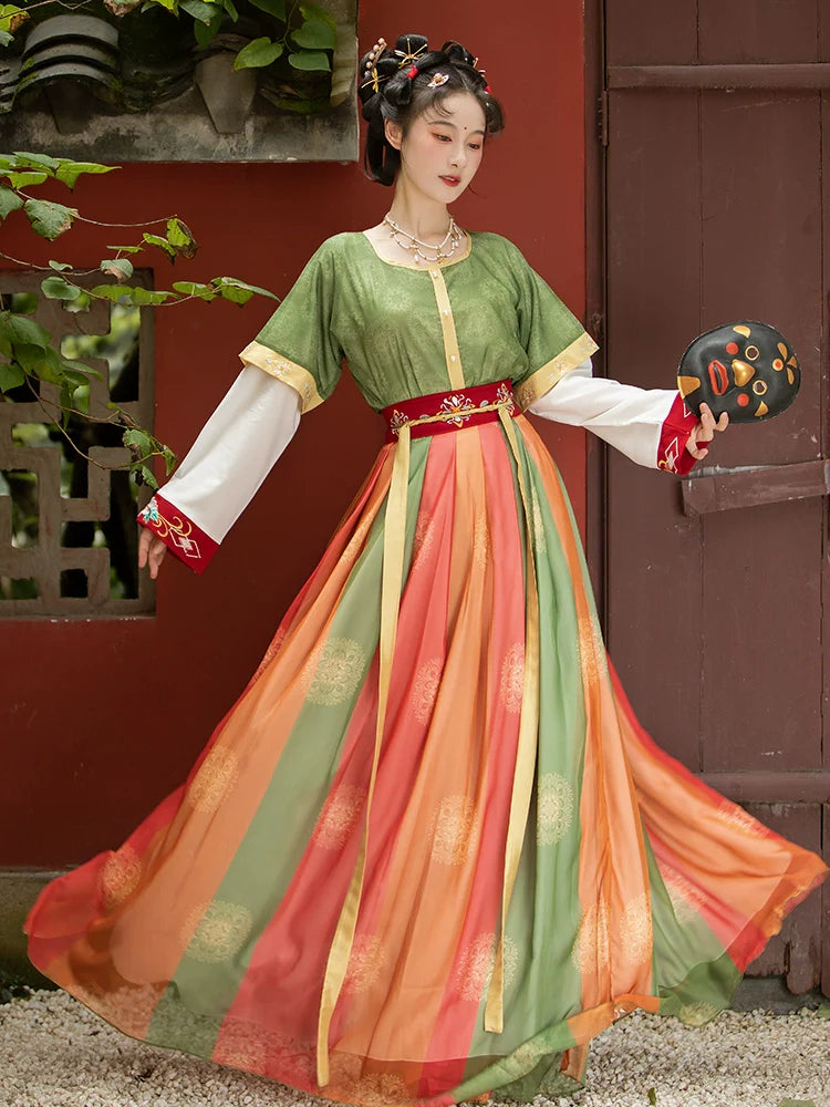 Pine - Tang Dynasty Style U-shaped Collar Qiyao Ruqun