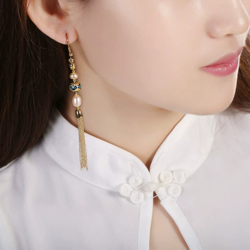 Alice Long Tassels Chinese Style Earrings
