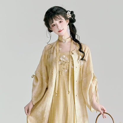 Spring Reflection 春映 - Modern Hanfu Slip Dress Cardigan Set