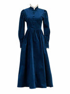 Navy Velvet Victorian Dress