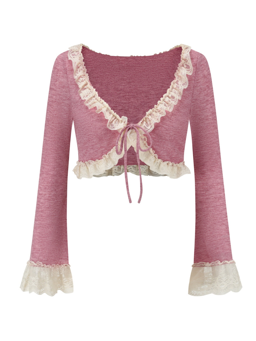 Coquette Blush Floral Lace Bow Dress