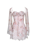 Blush Floral Lace-Trim Dress
