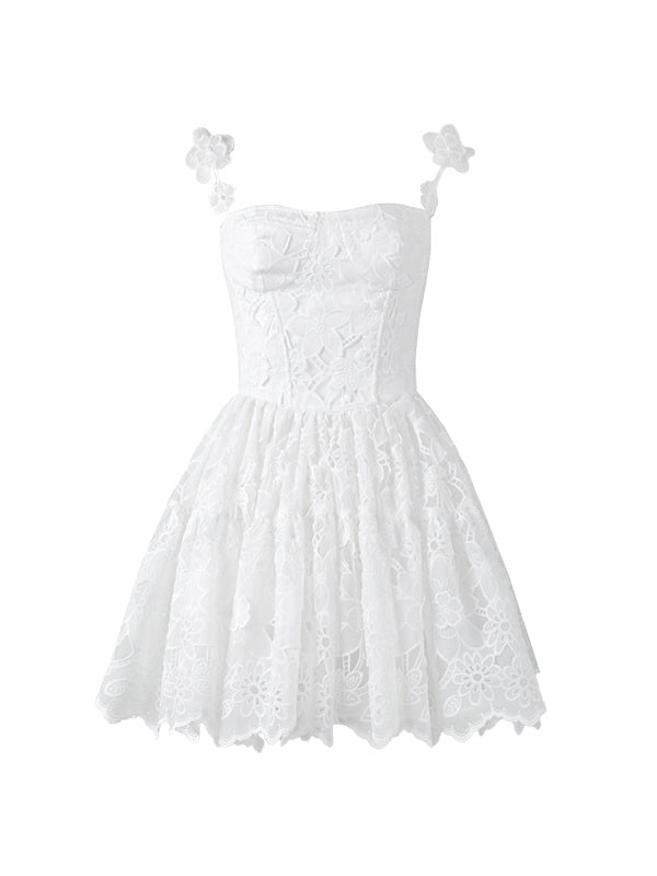 Blossom Lace Garden White Mini Dress