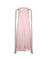 Off-Shoulder Blush Pleated Ribbon Dress