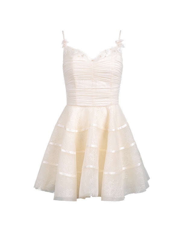 Ivory Blossom Tiered Lace Dress