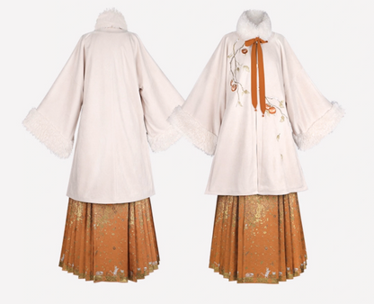 Persimmon Modern Ming Style Mamian Skirt Hanfu