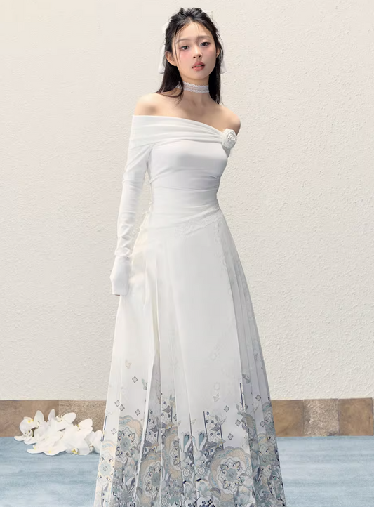 Ming Dynasty Modern Hanfu, Mamianqun, Snow Lady 轻罗