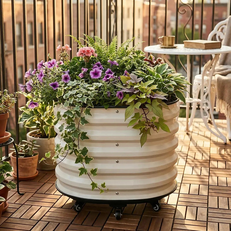YoYoBloom 24" Round Rolling Base For Metal Raised Garden Bed | Mobile Support & Soil-Proof & Indoor Ready