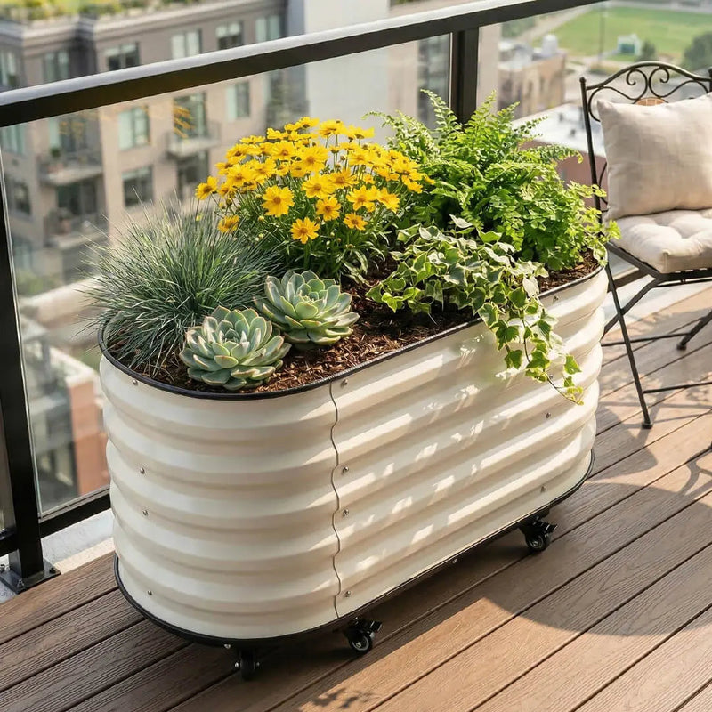 YoYoBloom 3.5'x2' Rolling Base For Metal Raised Garden Bed | Mobile Support & Soil-Proof & Indoor Ready