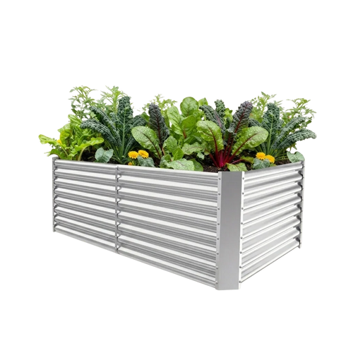 set of 10 — 24-inch tall rectangular galvanized metal raised garden bed, 6 by 3 feet