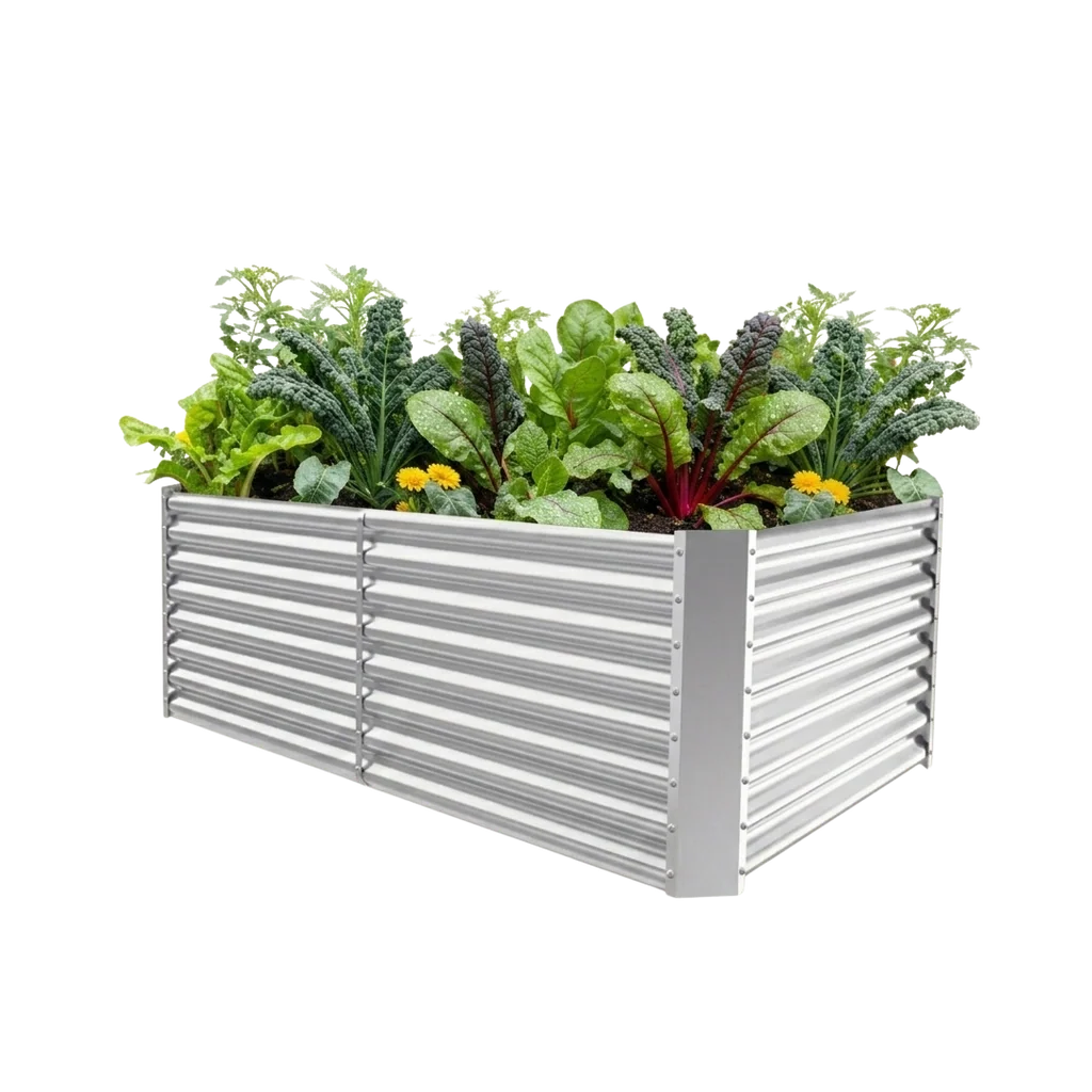 set of 4 — 24-inch tall rectangular galvanized metal raised garden bed, 6 by 3 feet
