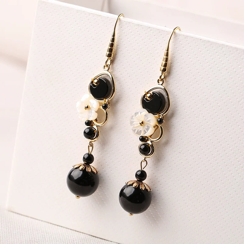 Onyx Chinese Style Earrings