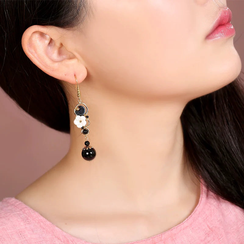 Onyx Chinese Style Earrings